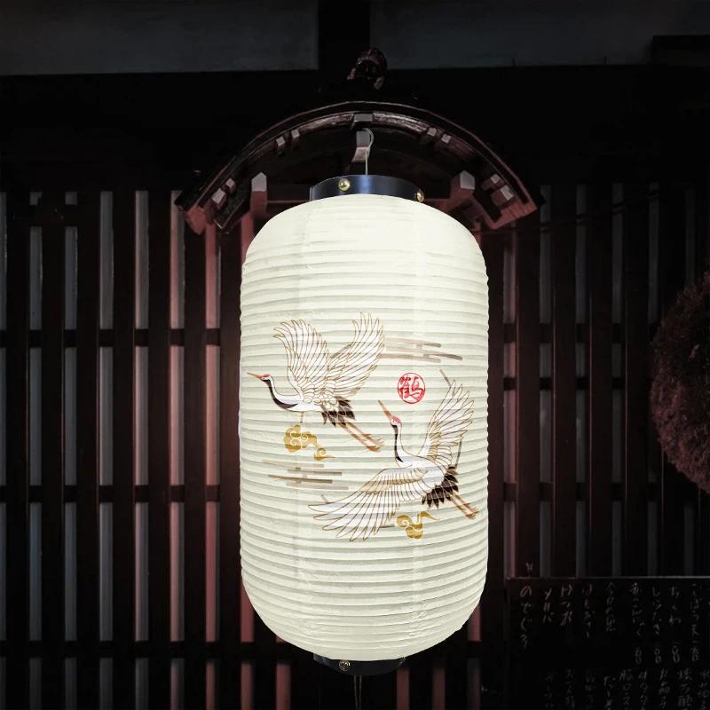 Chinese Traditional Crane Pattern Lantern Beautiful Ukiyo-e Style Paper Cuisine Sake Pub Bar Izakaya Restaurant Decor Lantern