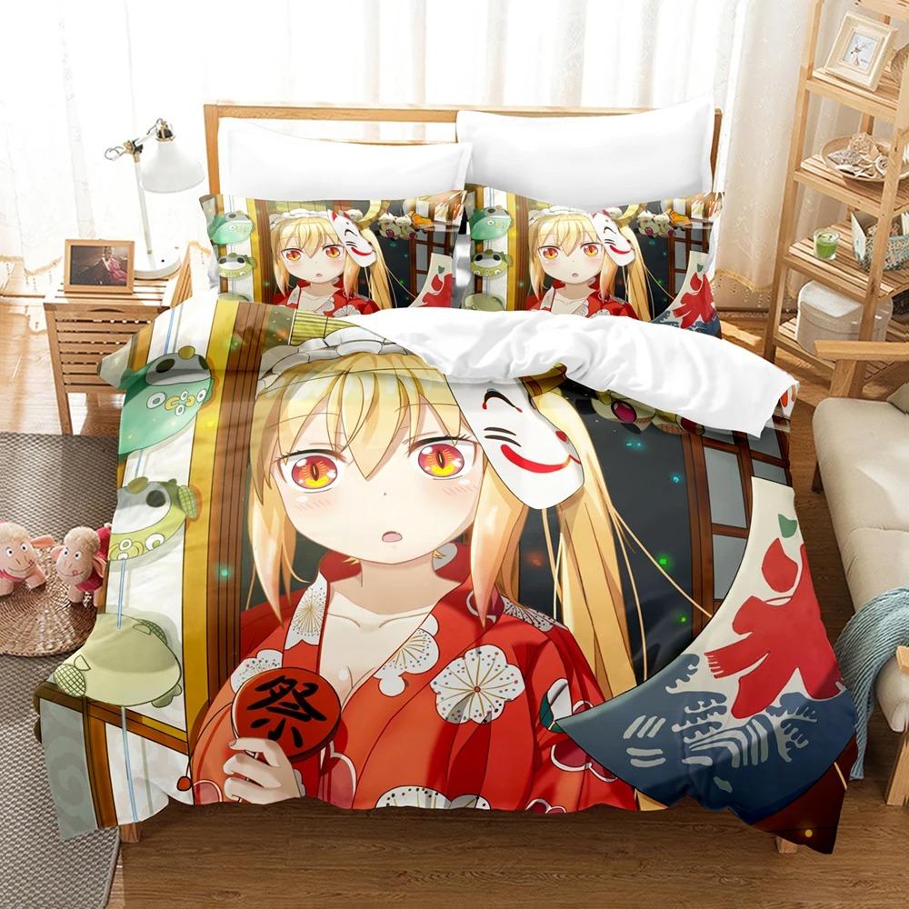 Anime The maid dragon of Kobayashi-san Bedding Set Boys Girls Twin Queen Size Duvet Cover Pillowcase Bed Kids Adult Home Textile