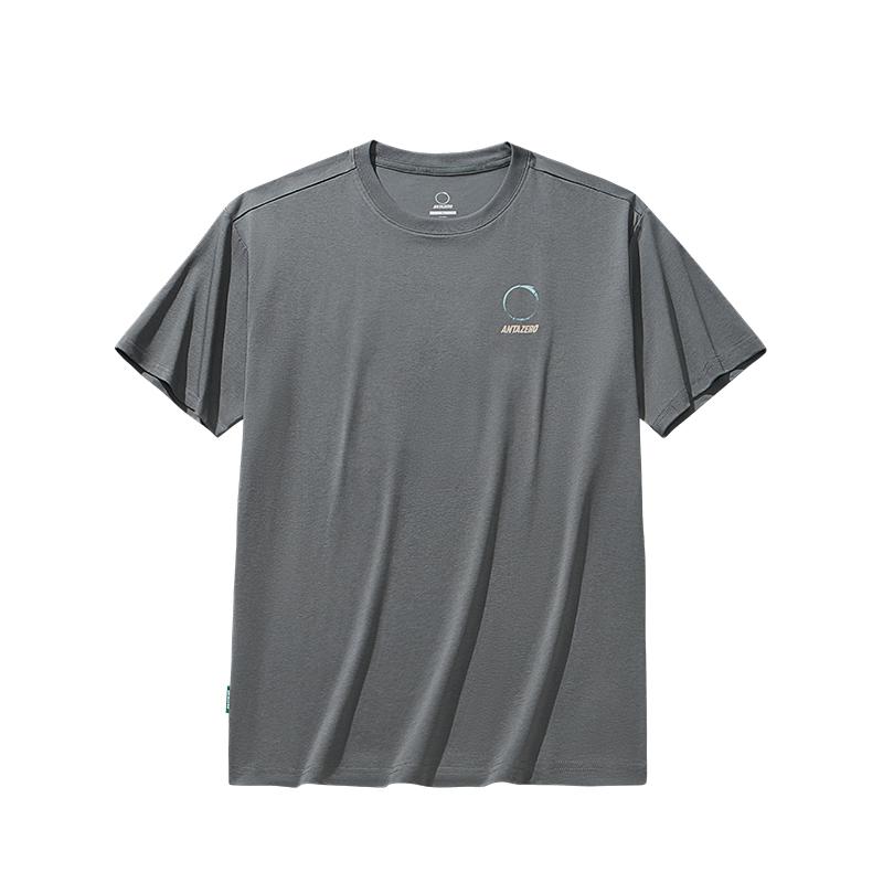 Anta Team Zero Solid Color Round Neck Comfortable Breathable Versatile Short Sleeve T-Shirt Unisex Tops Mica-Gray 172536106G-2