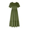 Women's Summer Casual Short Sleeve Crewneck Swing Dress Flowy Tiered Maxi Beach Dress With Pockets