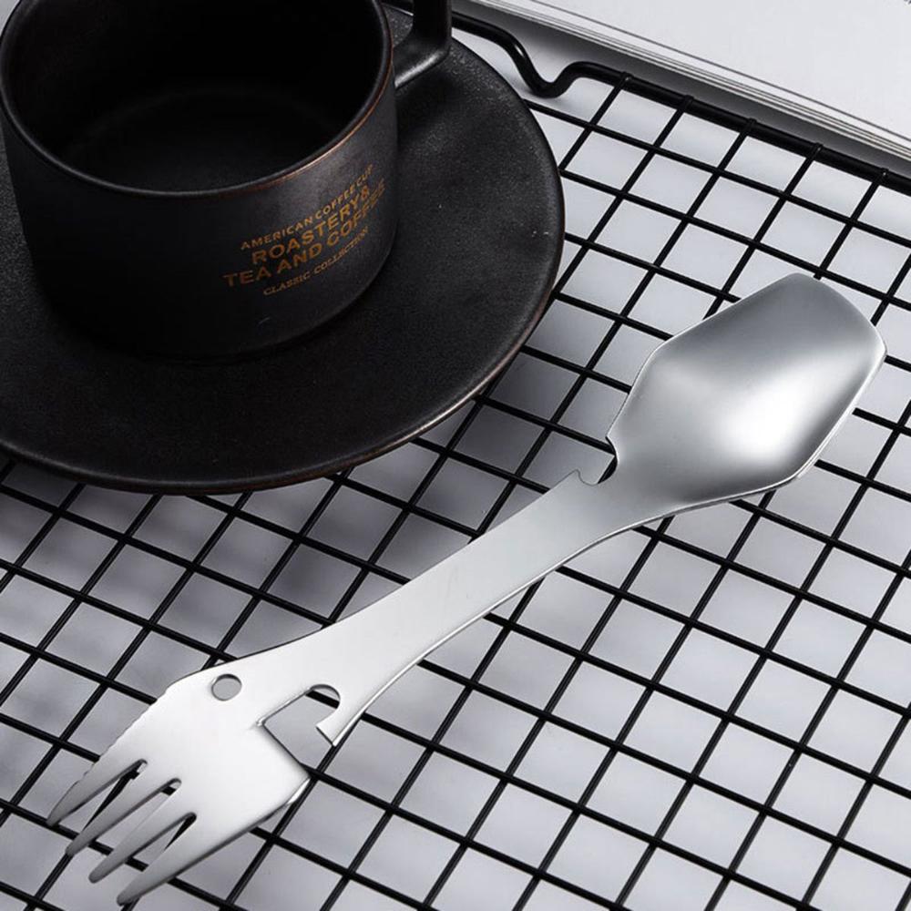 Travel Hiking Portable Multifunctional Outdoor Stainless Steel Tableware Spork Spoon Fork
