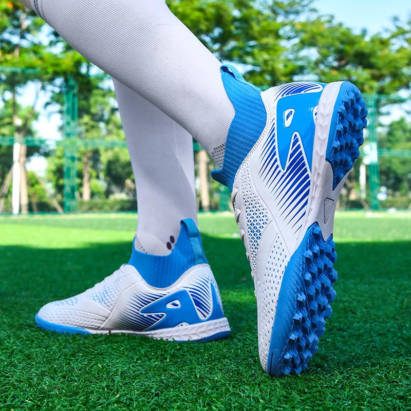 32-47 Kids Football Boots Rubber Soft Sole Short Nails Artificial Turf Leather Youth Kids Football Shoes Men's Sports Large Size Football Shoes