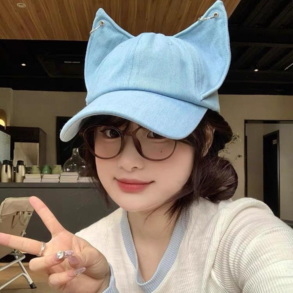 Sunscreen Cat Ears Baseball Cap Y2k Sun Hat Designer Women Peaked Cap Female