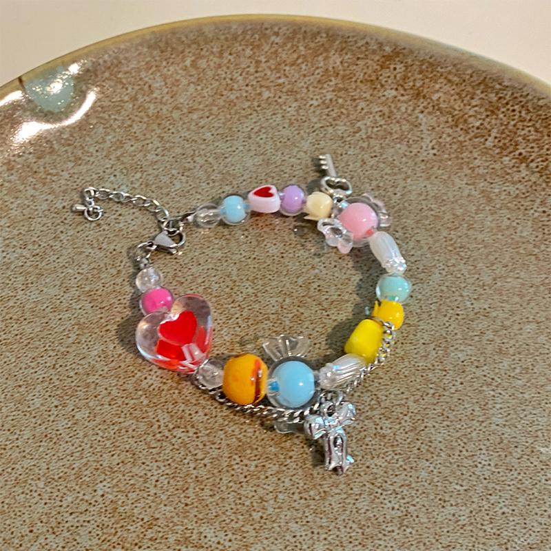 Цветной акриловый браслет с бусинами, браслет с подвесками, подарок на день рождения для женщин, милые классные ювелирные изделия для девушек