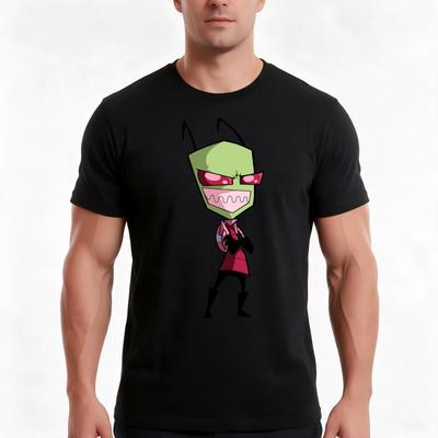 Zim Evil Grin Tshirt Summer Casual Cotton Tee Oversized Streetwear Tops Vintage Graphic Print Loose Fit Short Sleeve