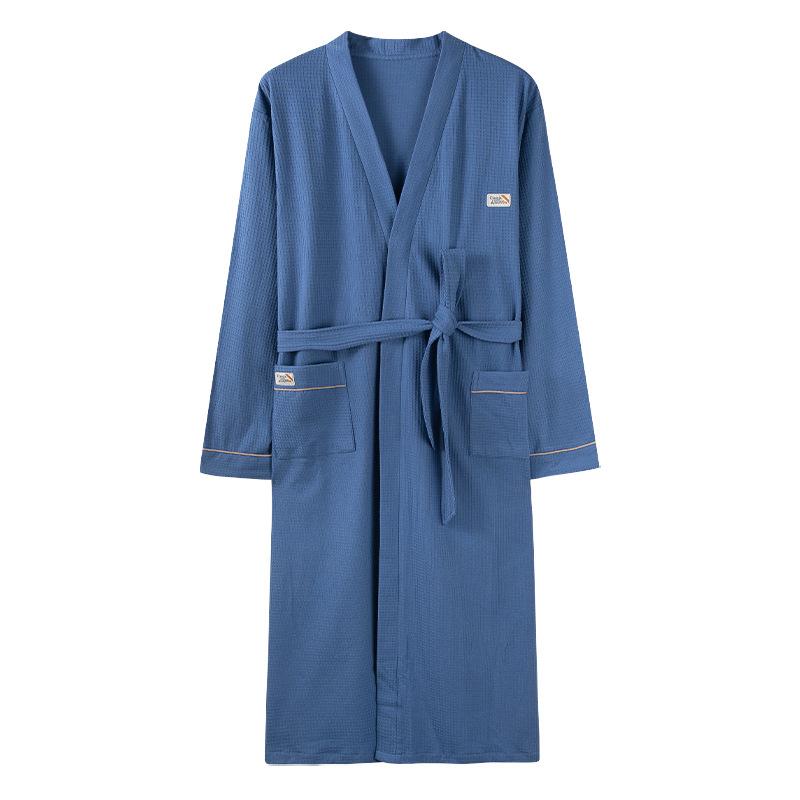 Couple Nightgown Women'S Pure Cotton Spring And Autumn Long-Sleeved Medium And Long Bathrobe Pajamas Men'S Bathrobe Dressing Gown