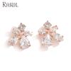 RAKOL EP2518 New Designer Jewelry Earrings Women Gold Plated 18 K Earrings Flower Shaped Stud Earrings Bridesmaids Bridal