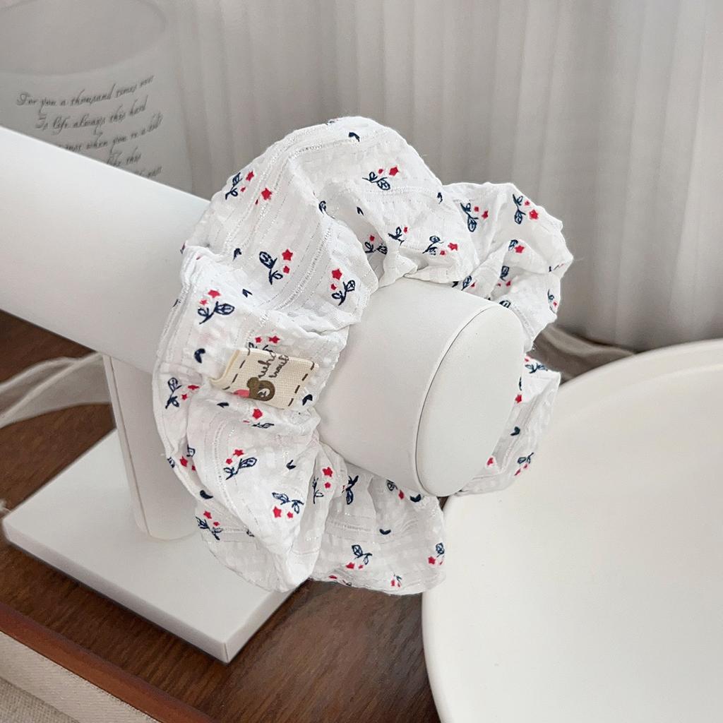 Корейские Новые Аксессуары для Волос Простой Садовый Стиль Повязка на Голову Винтажный Маленький Флористический Синяя Полоска Эластичная Резинка для Волос Веревка для Волос