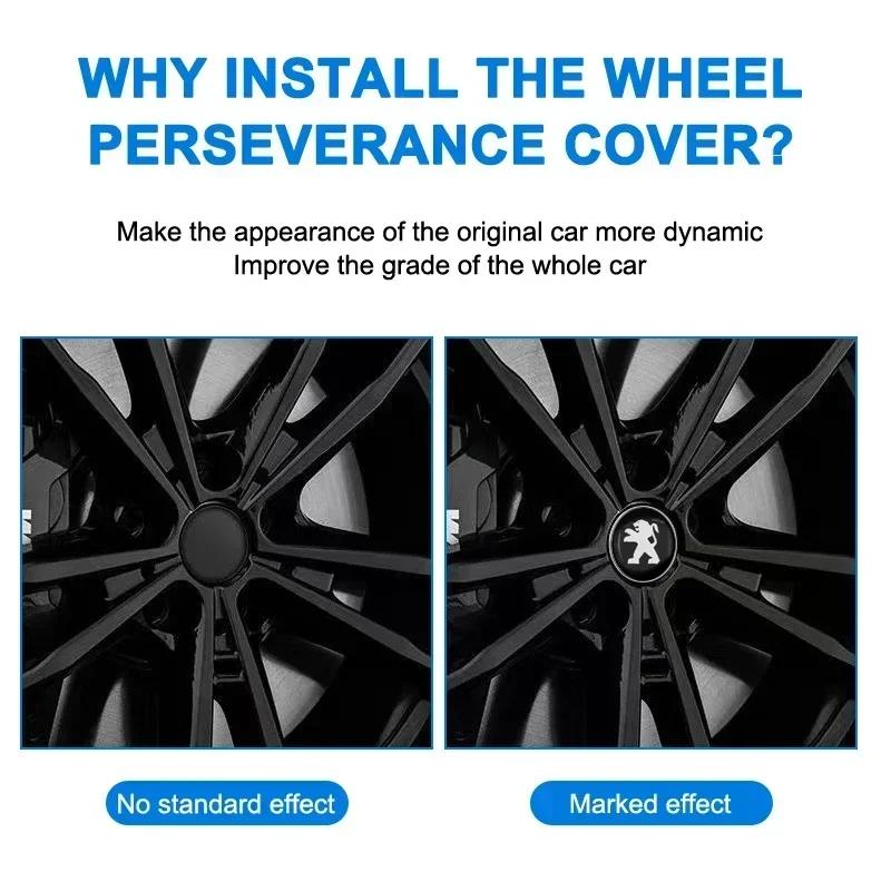 4pc 56/60mm Car Wheel Center Covers Badge Hub Cap Accessories For Peugeot 206 307 308 3008 207 208 407 508 2008 5008 107 106 205