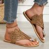 Летняя мода 2024 года, новые повседневные удобные сандалии со стразами для женщин, тапочки на плоской подошве, шлепанцы Zapatos Mujer 35-44