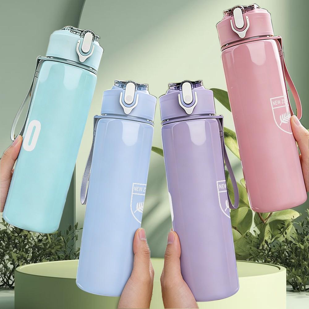 PC Number Ten Minimalist Grey Text Print 750ml colorful plastic sports water bottle leakproof pop up lid with straw for outdoor work home use