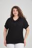 Women's Big Size Blouse Black Shawl Collar Plus Size Blouse