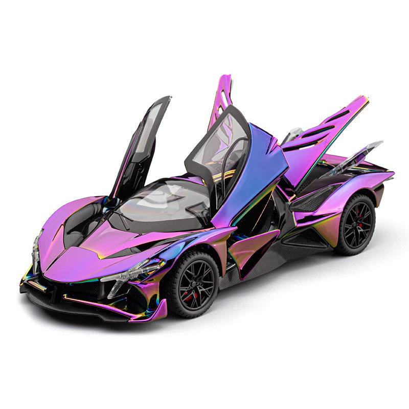 Коллекция моделей суперкаров Apollo EVO из сплава в масштабе 1/24, украшение, симуляция Apollo EVO, модель игрушечной машины, подходит для подарка на день рождения мальчику