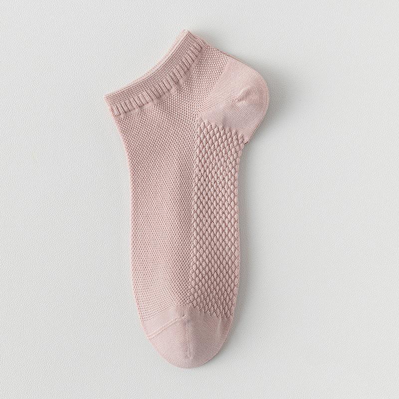 Женские носки-сеточка с низким вырезом для массажа - Антибактериальные, устойчивые к запаху, тонкие весенне-летние носки до щиколотки, универсального однотонного цвета для спорта.