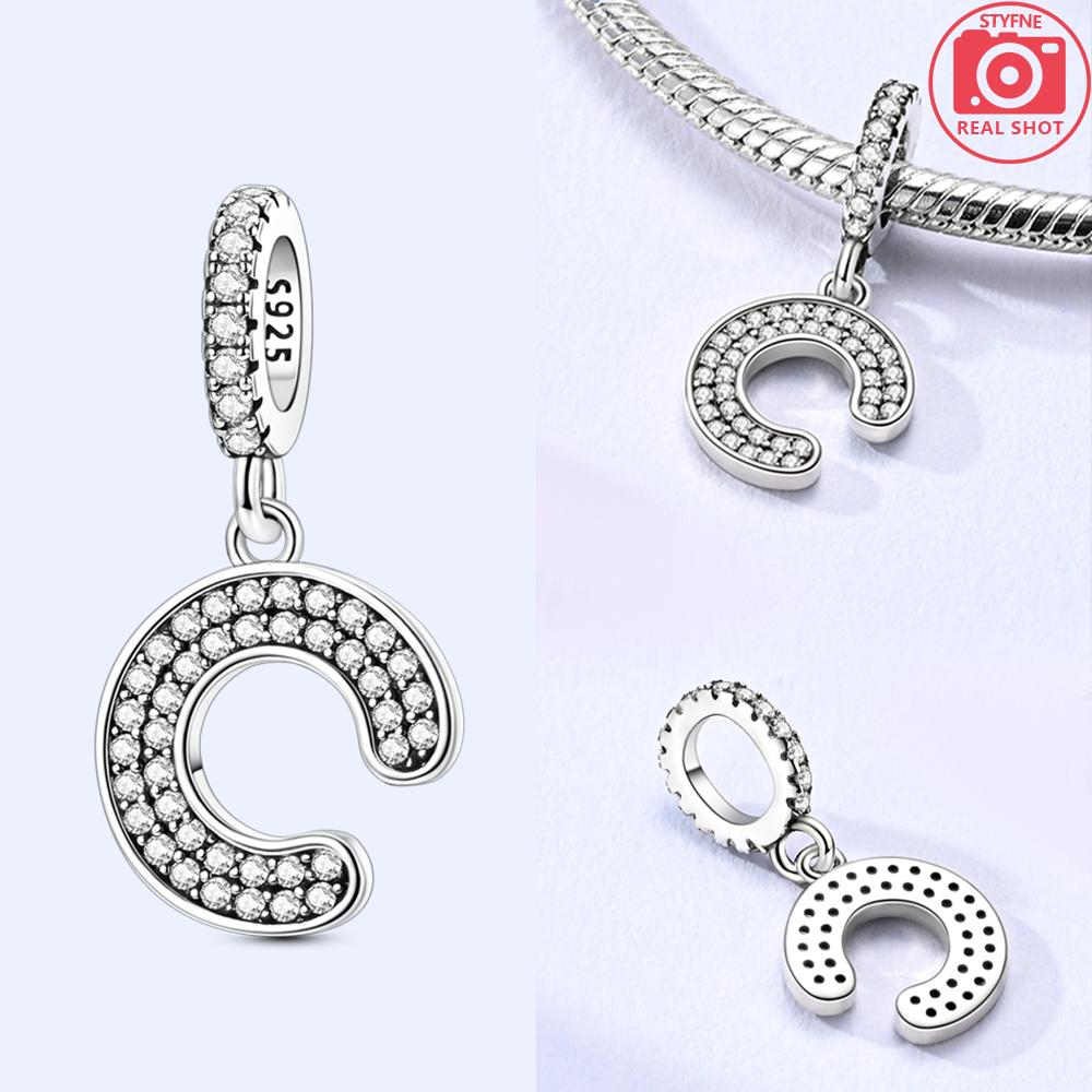 Classical 26 English Letters Original Charms White Zircon Beads Fit Copper Bracelet Accessories Women Diy Fine Gift Jewelry