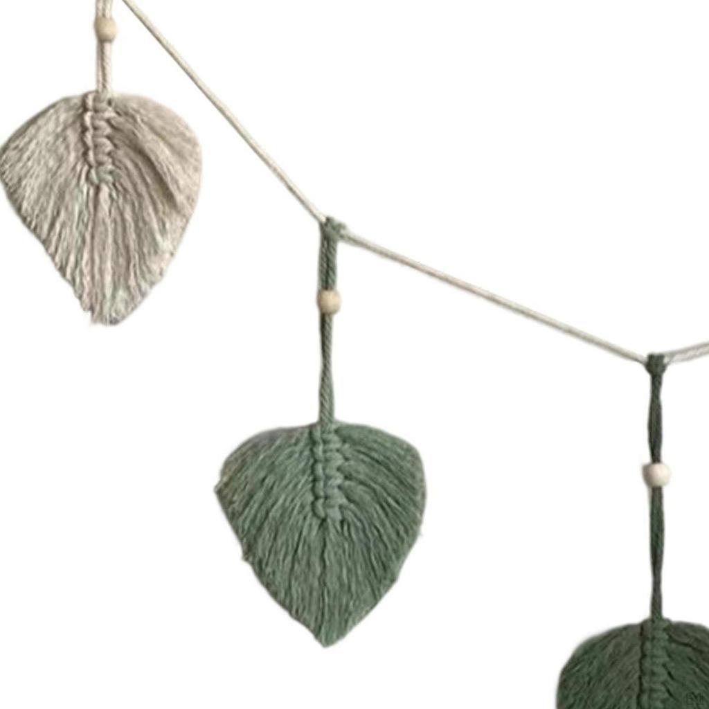 Macrame Wall Hanging Leaf Tapestry Woven Leaves Garland Banner Delicate Nordic Background Art