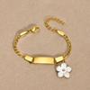 Personalized Name ID Bracelets for Baby Girls, Anti Allergy Gold Plated Stainless Steel Child Engrave Name Birthdate Bracelet