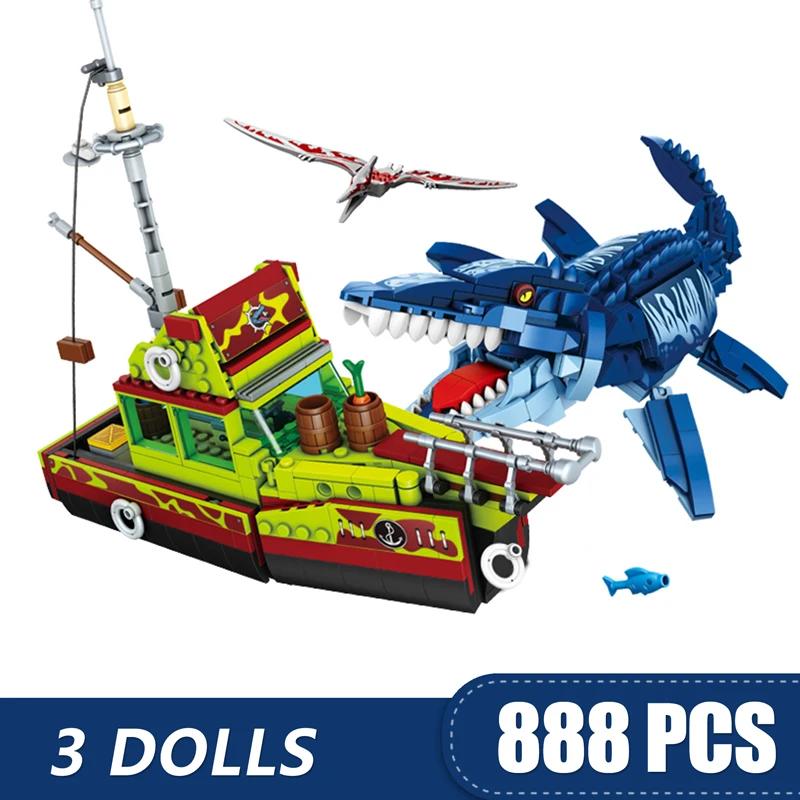 888 ШТ. Мир Юрского Периода Динозавры Строительные Блоки Кирпичики Парк Животных Побег Динозавра Игрушки для Девочек Мальчиков Детей Наборы Моделей
