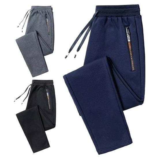 Мужские свободные прямые брюки с карманами на молнии, повседневные уютные утолщенные мужские брюки на осень-зиму