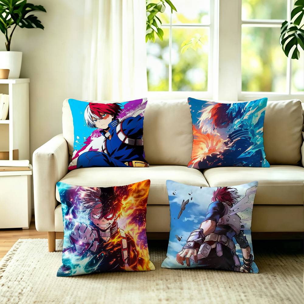 Anime Character SShoto Todoroki Pillow Case Square DoubleSided Sofa Cushion Cover Bedroom Bedside Pillow