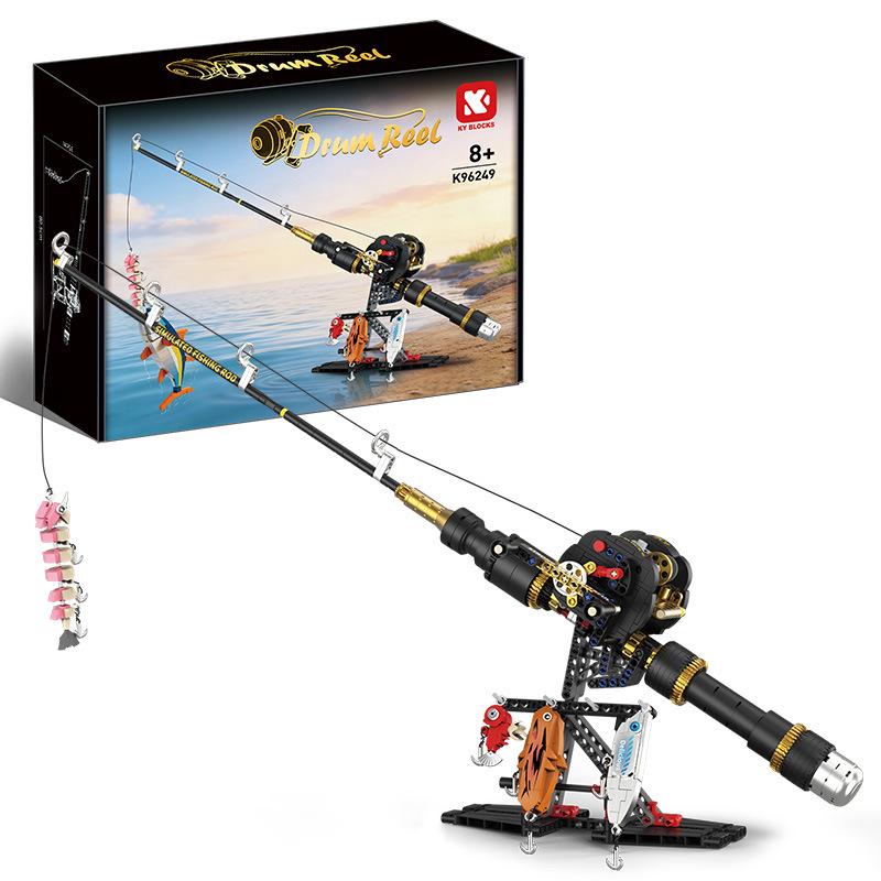 KAIYU K96249 Кастинговая катушка Удочка Строительные блоки - Совместимая с LEGO Рыболовная игрушка Модель Украшение
