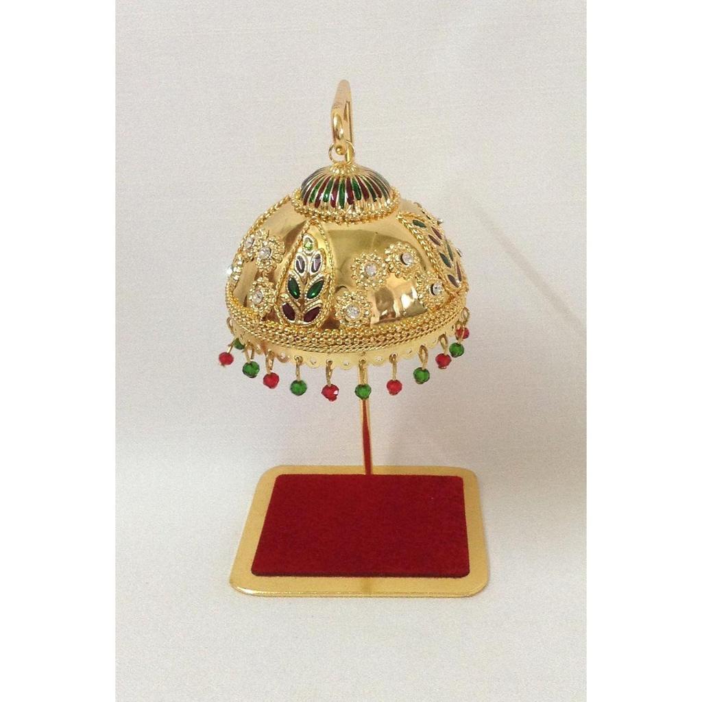 Metal Umbrella Chhatra for God Idol, Car Dashboard/Office Desk/Table/Home Decor Showpiece, Chatri Aasan for God