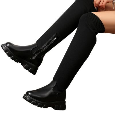 Женские высокие сапоги тренд замша высокие каблуки осень зима новые платформа танкетки челси сапоги женские массивные выше колена сапоги 43