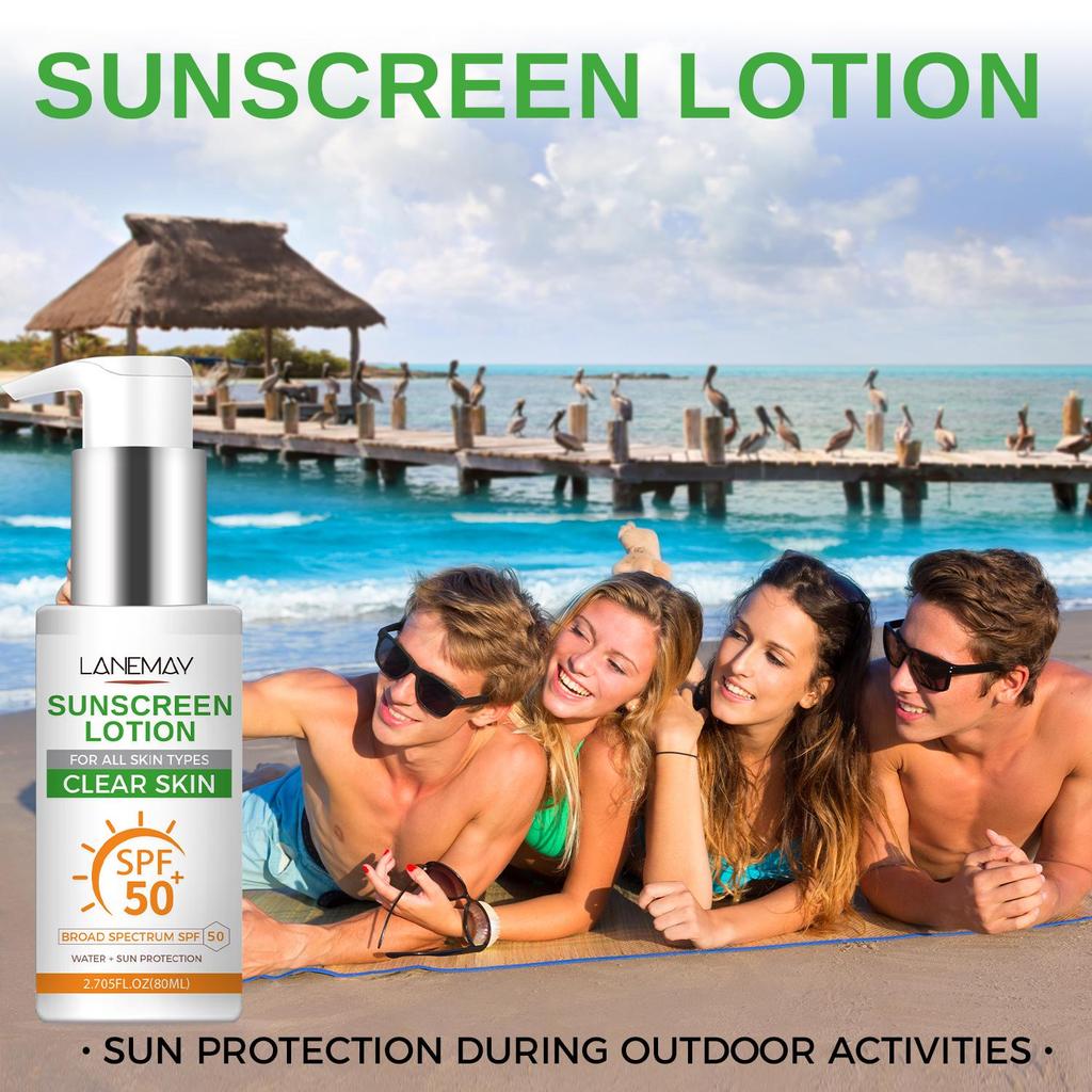 Солнцезащитный лосьон - Защита широкого спектра, легкий водостойкий солнцезащитный крем для тела - ежедневная защита от солнца во время пребывания на открытом воздухе для кожи, 80 мл