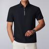 Новый дизайн на молнии Удобная и универсальная дышащая футболка-поло с коротким рукавом для通勤 Мужская повседневная с воротником-стойкой и рукавом до локтя