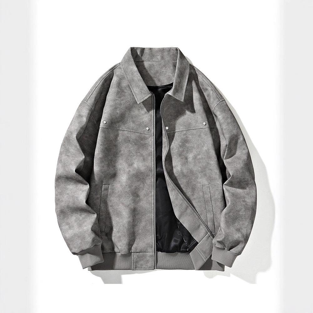 Куртка мужская весенне-осенняя новая американская трендовая ретро куртка из искусственной ПУ кожи с флисовым лацканом
