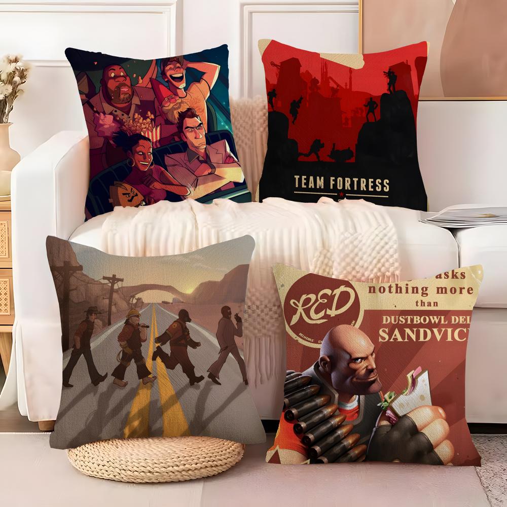 Tf2 Команда Счастливой Игрой T-Team Fortress 7 Наволочка Натуральный Лен Двусторонний Принт Диван Домашний Декор Чехол для Подушки