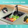 Скрытая барная кухонная мойка со складным смесителем, нержавеющая сталь 304, одинарная чаша, раковина для мытья овощей, врезная барная мойка для кладовой
