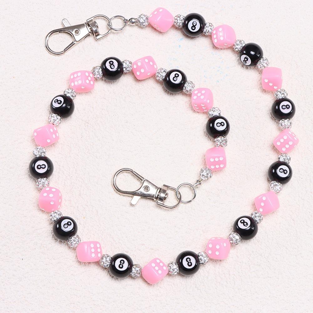 Billiard Ball Metal Pants Chain Zinc Zinc Zinc Alloy Punk Belt Chain Fashion Colorful Dice Waist Chain Male