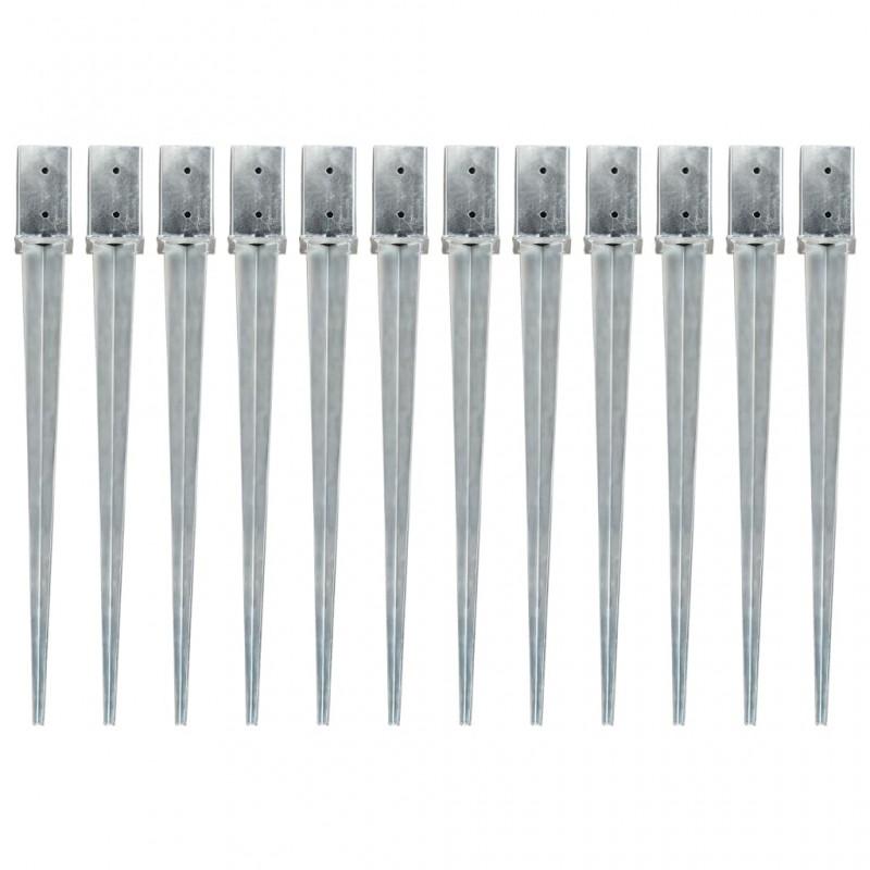 Day and Night - Day and Night Ground Spikes 12 Pcs Silver Galvanized Steel 8x8x91 Cm