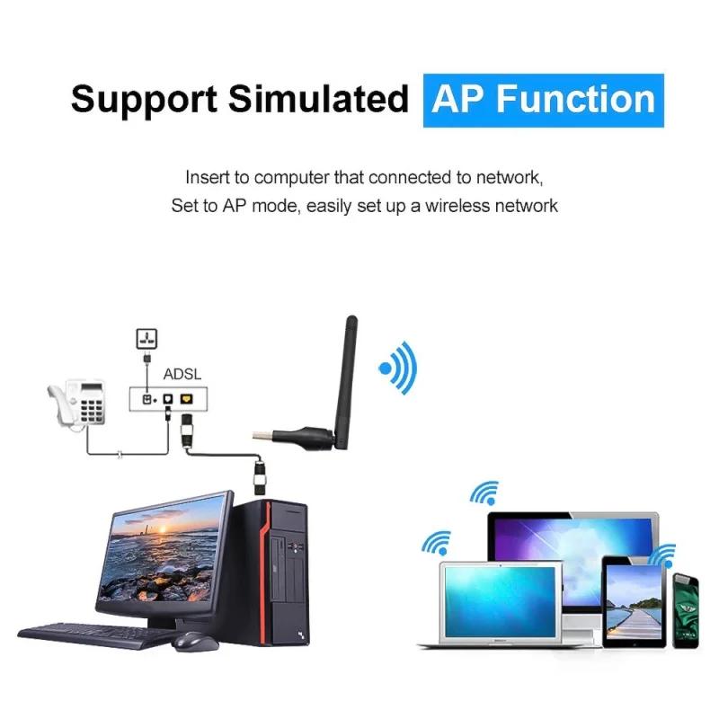 MT7601 Мини USB WiFi Адаптер Беспроводная Сетевая Карта 150 Мбит/с LAN Антенна Приемник Сигнала Донгл Антенна 802.11B/G/N Для ПК Windows