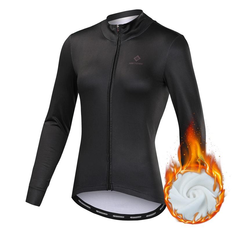 Зимние флисовые трикотажные изделия для езды на велосипеде, комплект одежды для велоспорта, сохраняющий тепло, женский костюм с длинными рукавами для велосипедной одежды