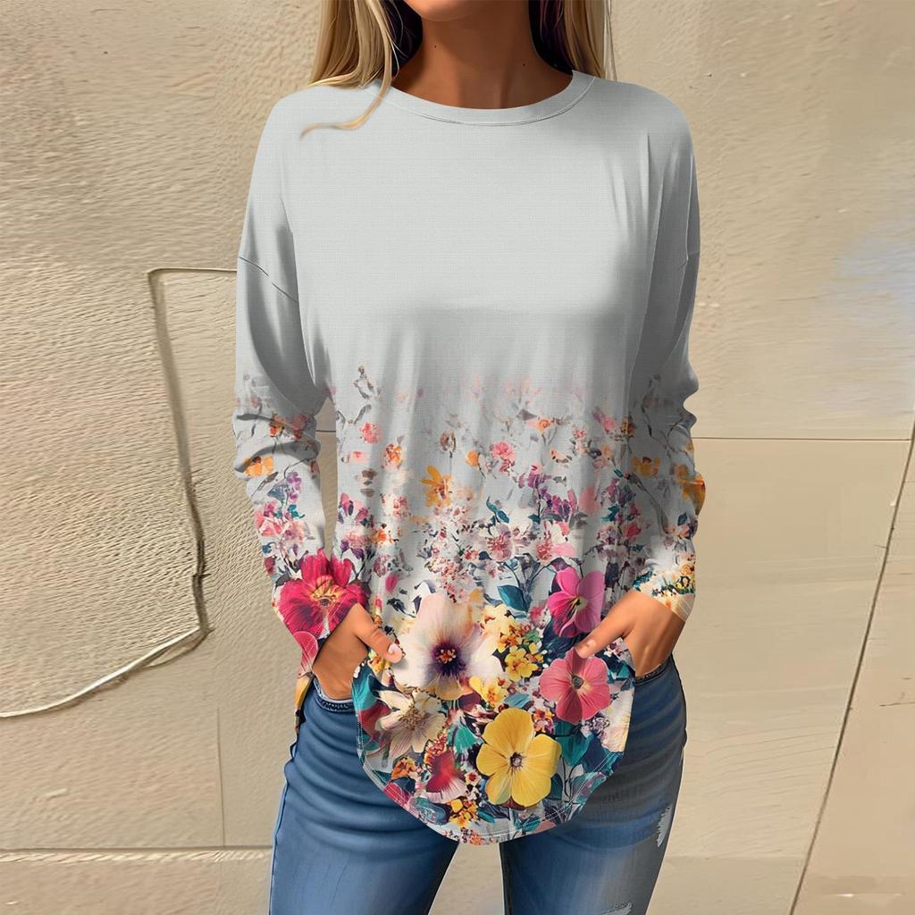 Футболки для женщин, осенние повседневные рубашки с длинным рукавом, толстовка, винтажный топ с графическим принтом, пуловер