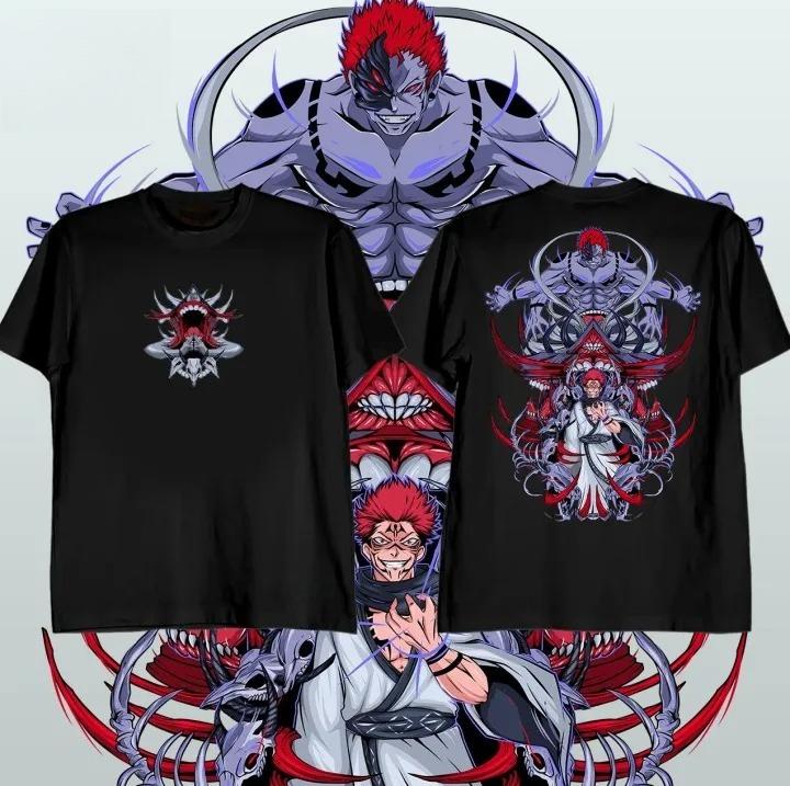 2026 Лето Jujutsu Kaisen Аниме РёУнисекс Сукуна Принт Свободная Короткий Рукав Чистый Хлопок Детская Футболка Унисекс Повседневная Свободная