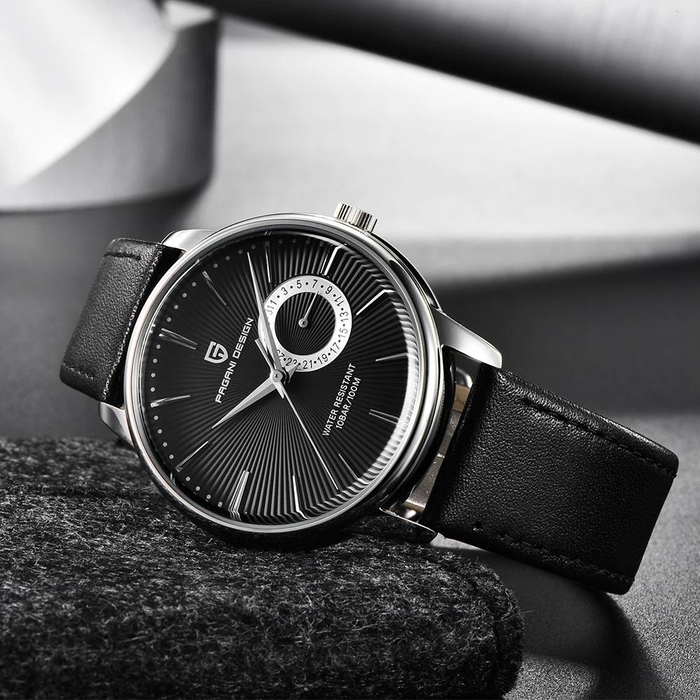 PAGANI DESIGN PD-1654 Men's Watches Japan VH65 Quartz Movt Men Leather 30M Waterproof Military Wristwatch Men Relojes Hombre