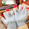 Winter Warm Gloves Plush Cartoon Cute Christmas Snowman Five Fingered Gloves with Touch Screen for Student Girls