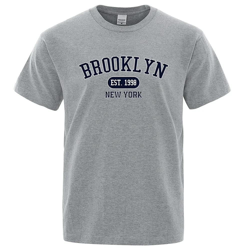 Brooklyn Est.1998 New York Letter Print Футболки мужские и женские повседневные с коротким рукавом дышащие модные топы хлопковые футболки больших размеров
