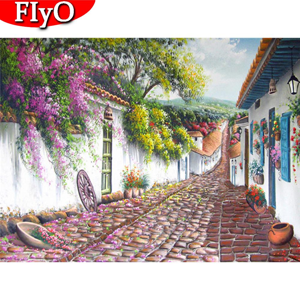 Пейзаж DIY 5D алмазная живопись полная круглая дрель городская улица Алмазная вышивка крестиком горный хрусталь мозаика домашний декор подарок