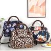 Leopard Print Oxford Cloth Food Insulation Bag Handheld Crossbody Ice Pack for Picnic Travel Food Preservation Storage