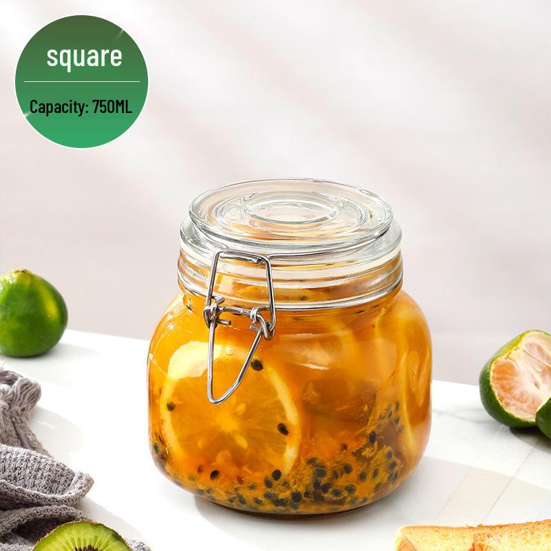 Стеклянная банка для хранения с прозрачной защелкой для кухни, герметичный контейнер пищевого качества для круп