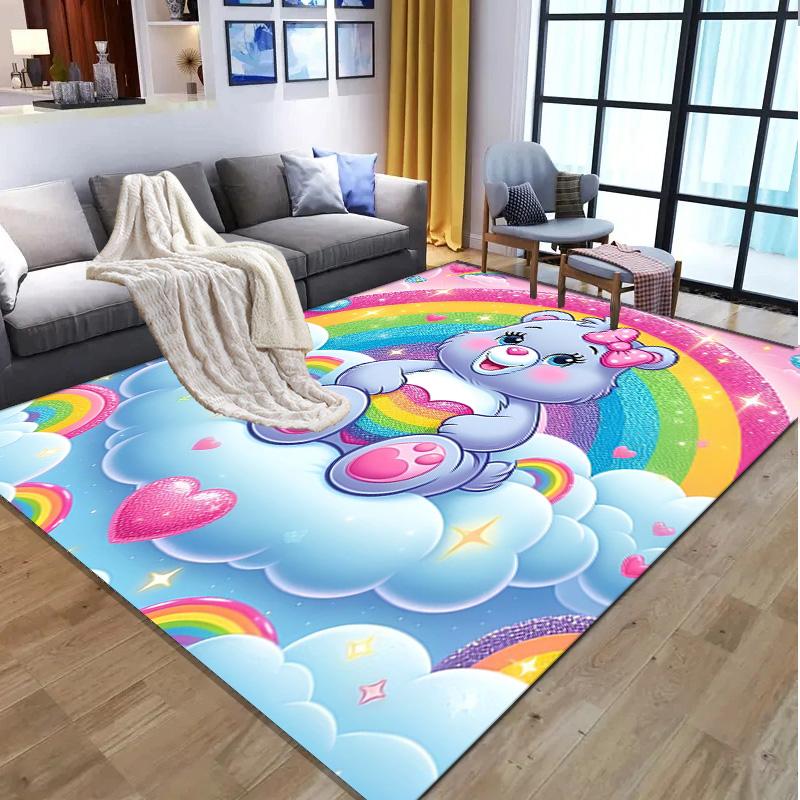 Care Bears Pattern Rug, Indoor/Outdoor Mat, for Picnic, Gameroom, Bedroom, Office, Living Room, Home Decor Carpet, Birthday Gift