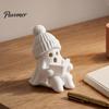 Прочная Фигурка из ПЛА-смолы, Милая Фигурка Призрака, 3D-печатная Статуэтка Читающего Человека с Вязаной Шапкой, Зимнее Праздничное Украшение для Полки, Шляпа, причудливый Хэллоуин