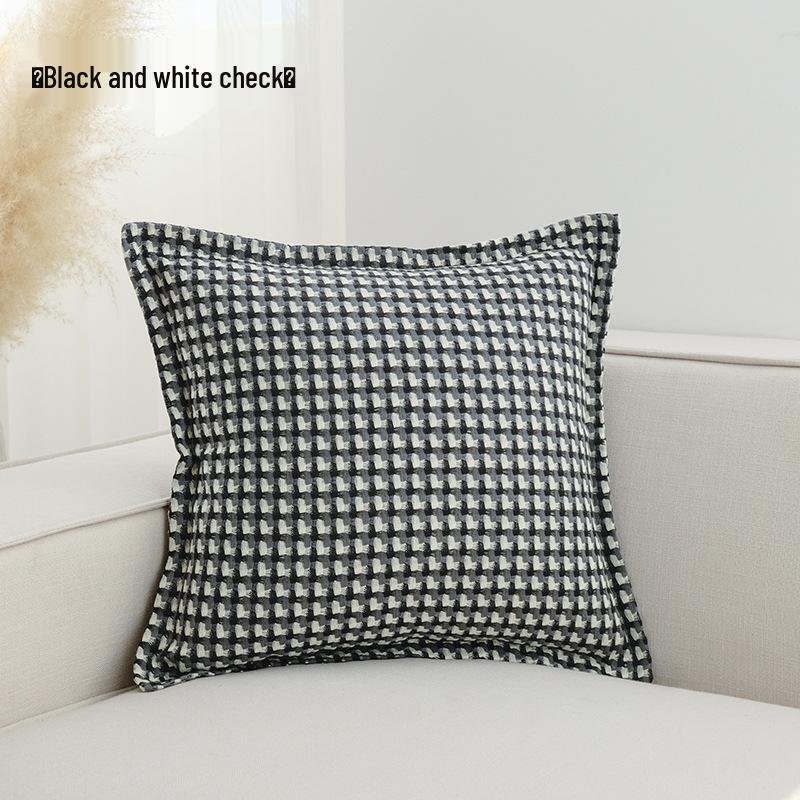 Nordic Retro Houndstooth Linen Pillowcase for Living Room Sofa