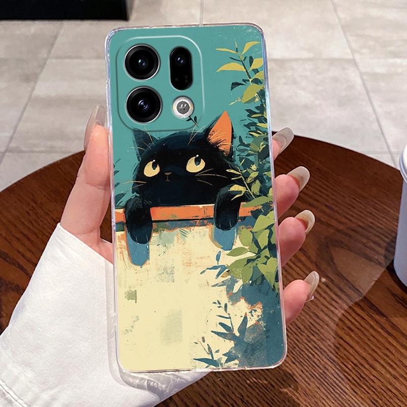 Casing For OPPO Find X9 / Find X9 Pro 5G Case Clear Soft Aesthetic Fashion Cute Cat Back Cover Transparent Silicone Phone Cases