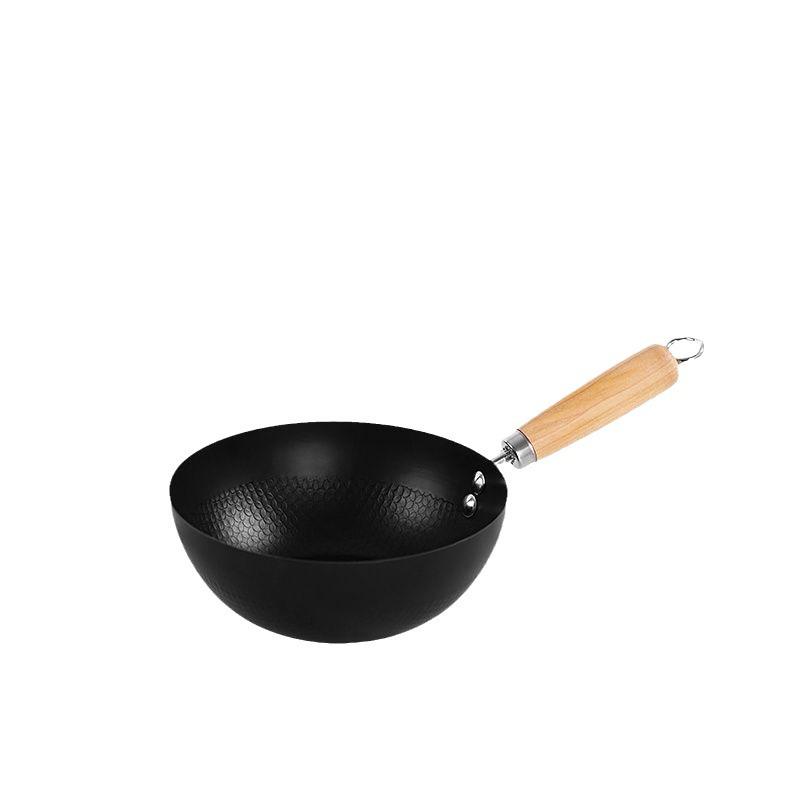 Multi-Use Mini Iron Wok: Non-Stick, Induction & Gas Compatible Flat Bottom Pan for Home & Outdoor Cooking
