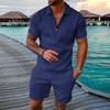 Men's Short Sets Outfits 2 Piece Summer Tracksuit Short Sleeve  Shirt And Shorts Set Casual Sport Suit